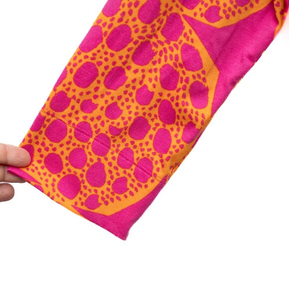 Marimekko Shift Mini Dress XS Pink Yellow Abstract Mod Print Cotton Pockets - Picture 2 of 8